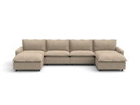Modular Cero Modular Sectionals | 6-Piece Khaki Linen Large Space U-Shaped Sectionals 4-Seater with 2-Ottomans