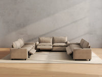 Modular Cero Reclining Sectionals | 6-Piece Khaki Linen Large Space U-Shaped Sectionals 6-Seater