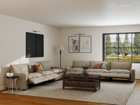 Modular Cero Reclining Sectionals | 6-Piece Khaki Linen Large Space V-Shaped Sectionals 6-Seater