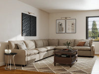 Modular Cero Modular Sectionals | 6-Piece Khaki Linen Large Space V-Shaped Sectionals 6-Seater