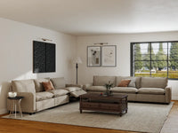 Modular Cero Reclining Sectionals | 6-Piece Khaki Linen Large Space V-Shaped Sectionals 6-Seater