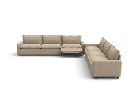 Modular Cero Reclining Sectionals | 6-Piece Khaki Linen Large Space V-Shaped Sectionals 6-Seater