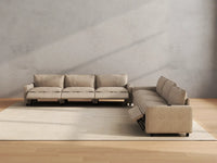 Modular Cero Reclining Sectionals | 6-Piece Khaki Linen Large Space V-Shaped Sectionals 6-Seater