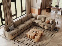 Modular Cero Modular Sectionals | 6-Piece Khaki Linen Large Space V-Shaped Sectionals 6-Seater