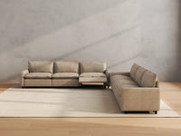 Modular Cero Reclining Sectionals | 6-Piece Khaki Linen Large Space V-Shaped Sectionals 6-Seater