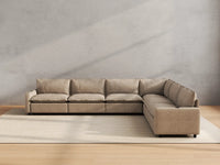 Modular Cero Reclining Sectionals | 6-Piece Khaki Linen Large Space V-Shaped Sectionals 6-Seater