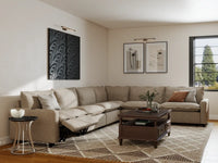 Modular Cero Reclining Sectionals | 6-Piece Khaki Linen Large Space V-Shaped Sectionals 6-Seater