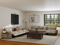 Modular Cero Reclining Sectionals | 6-Piece Khaki Linen Large Space V-Shaped Sectionals 6-Seater