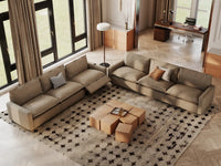 Modular Cero Reclining Sectionals | 6-Piece Khaki Linen Large Space V-Shaped Sectionals 6-Seater