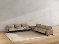 Modular Cero Reclining Sectionals | 6-Piece Khaki Linen Large Space V-Shaped Sectionals 6-Seater