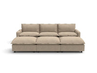 Modular Cero Reclining Sectionals | 6-Piece Khaki Linen Open Plan Pit Sectionals 3-Seater with 3-Ottomans