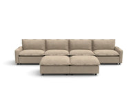 Modular Cero Reclining Sectionals | 6-Piece Khaki Linen Open Plan Sofa Sets 4-Seater with 2-Ottomans