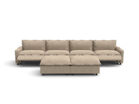 Modular Cero Reclining Sectionals | 6-Piece Khaki Linen Open Plan Sofa Sets 4-Seater with 2-Ottomans