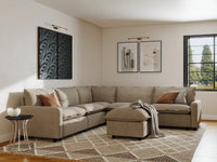 Modular Cero Modular Sectionals | 6-Piece Khaki Linen Open Plan Sofa Sets 5-Seater with 1-Ottoman