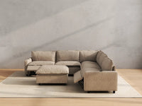 Modular Cero Reclining Sectionals | 6-Piece Khaki Linen Open Plan Sofa Sets 5-Seater with 1-Ottoman