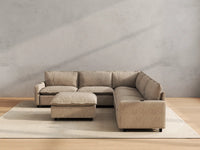 Modular Cero Reclining Sectionals | 6-Piece Khaki Linen Open Plan Sofa Sets 5-Seater with 1-Ottoman