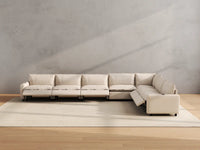 Modular Cero Sectional Reclining Couch | 7-Piece Beige Linen Large Space V-Shaped Sectionals 7-Seater