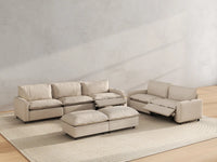 7 Piece Beige Linen Down Filled Back Sofa Sets 5 Seater with 2 Ottomans 6