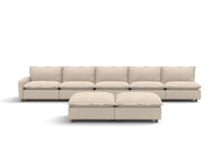 7 Piece Beige Linen Float On Air Sofa Sets 5 Seater with 2 Ottomans 2