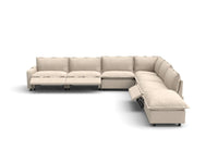 Modular Cero Reclining Sectionals | 7-Piece Beige Linen Grand Estate V-Shaped Sectionals 6-Seater with 1-Ottoman
