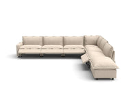 Modular Cero Reclining Sectionals | 7-Piece Beige Linen Grand Estate V-Shaped Sectionals 6-Seater with 1-Ottoman