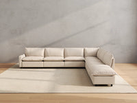 Modular Cero Reclining Sectionals | 7-Piece Beige Linen Grand Estate V-Shaped Sectionals 6-Seater with 1-Ottoman