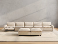 7 Piece Beige Linen Kid Friendly Sofa Sets 5 Seater with 2 Ottomans 4