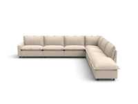 Modular Cero Modular Sectional Furniture | 7-Piece Beige Linen Large Space V-Shaped Sectionals 6-Seater with 1-Ottoman