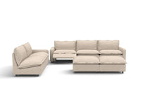 7 Piece Beige Linen Limitless Recline Sofa Sets 5 Seater with 2 Ottomans 2