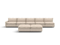 7 Piece Beige Linen Multi Purpose Use Sofa Sets 5 Seater with 2 Ottomans 2
