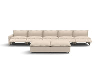 7 Piece Beige Linen Multi Purpose Use Sofa Sets 5 Seater with 2 Ottomans 3