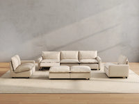 7 Piece Beige Linen Zero Gravity Mode Sofa Sets 5 Seater with 2 Ottomans 5