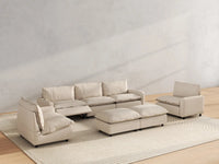 7 Piece Beige Linen Zero Gravity Mode Sofa Sets 5 Seater with 2 Ottomans 6