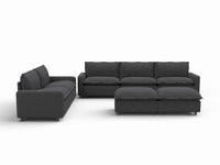 7 Piece Grey Linen Built In Footrest Sofa Sets 5 Seater with 2 Ottomans 3