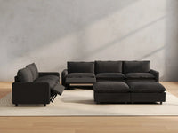 7 Piece Grey Linen Built In Footrest Sofa Sets 5 Seater with 2 Ottomans 4