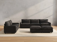 7 Piece Grey Linen Built In Footrest Sofa Sets 5 Seater with 2 Ottomans 5