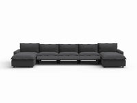 7 Piece Grey Linen Built In Footrest U Shaped Sectionals 5 Seater with 2 Ottomans 3