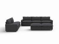 7 Piece Grey Linen Cinema Ready Sofa Sets 5 Seater with 2 Ottomans 2