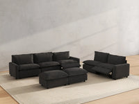 7 Piece Grey Linen Cinema Ready Sofa Sets 5 Seater with 2 Ottomans 6