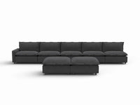 7 Piece Grey Linen Efficient Design Sofa Sets 5 Seater with 2 Ottomans 2