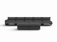 7 Piece Grey Linen Efficient Design Sofa Sets 5 Seater with 2 Ottomans 3