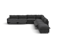 Modular Cero Reclining Sectionals | 7-Piece Grey Linen Grand Estate V-Shaped Sectionals 6-Seater with 1-Ottoman