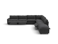 Modular Cero Reclining Sectionals | 7-Piece Grey Linen Grand Estate V-Shaped Sectionals 6-Seater with 1-Ottoman
