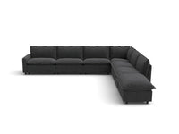 Modular Cero Reclining Sectional with Chaise Lounge | 7-Piece Grey Linen Large Space V-Shaped Sectionals 6-Seater with 1-Ottoman