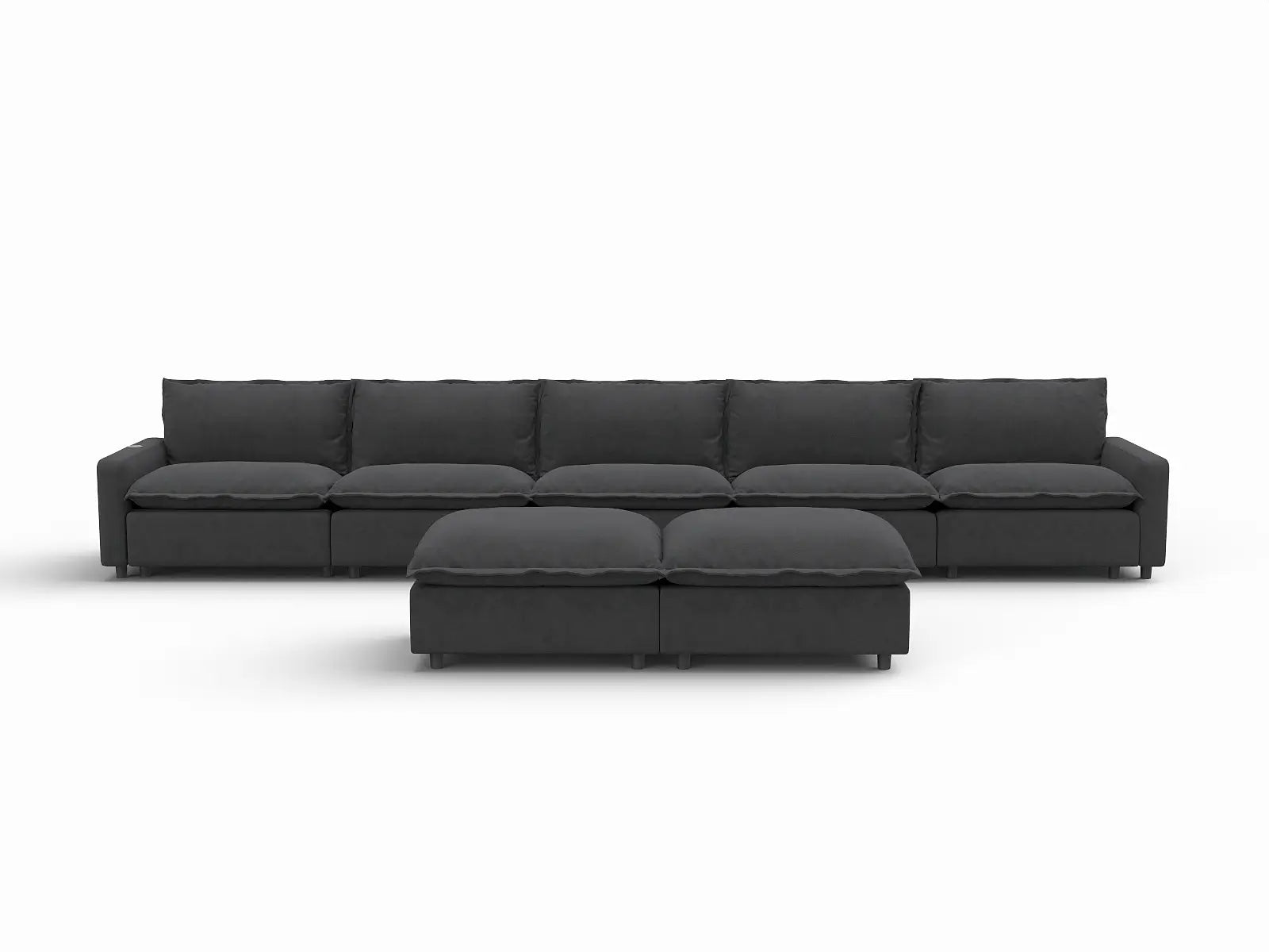 7 Piece Grey Linen Precision Adjust Sofa Sets 5 Seater with 2 Ottomans 2