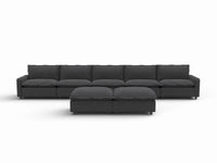 7 Piece Grey Linen Precision Adjust Sofa Sets 5 Seater with 2 Ottomans 2