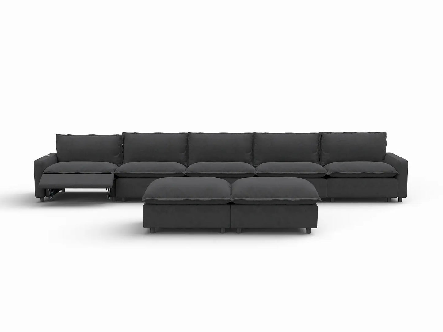 7 Piece Grey Linen Precision Adjust Sofa Sets 5 Seater with 2 Ottomans 3