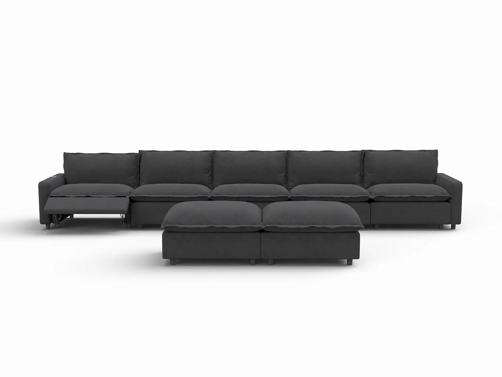 7 Piece Grey Linen Precision Adjust Sofa Sets 5 Seater with 2 Ottomans 3