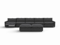 7 Piece Grey Linen Precision Adjust Sofa Sets 5 Seater with 2 Ottomans 3