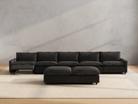 7 Piece Grey Linen Precision Adjust Sofa Sets 5 Seater with 2 Ottomans 4